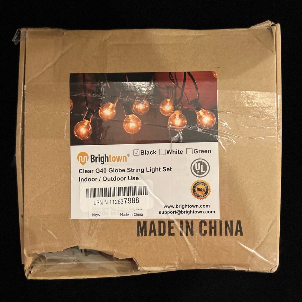 Brightown Clear G40 Globe String Light Set 100 Bulbs Indoor/Outdoor Use